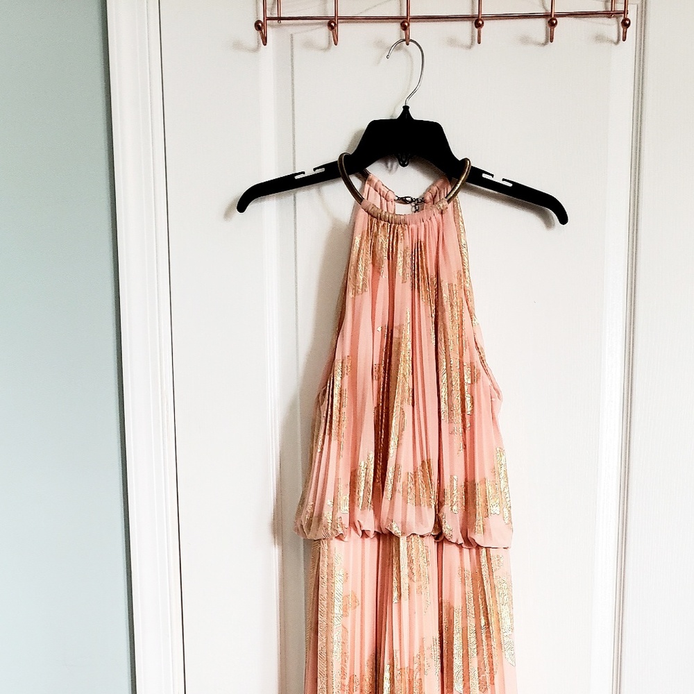 Peach gold occasion maxi dress